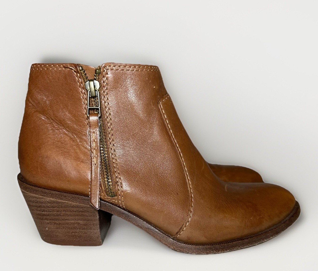 Madewell Women’s SIZE 8 The Janice Boots Ankle Booties Tan Leather