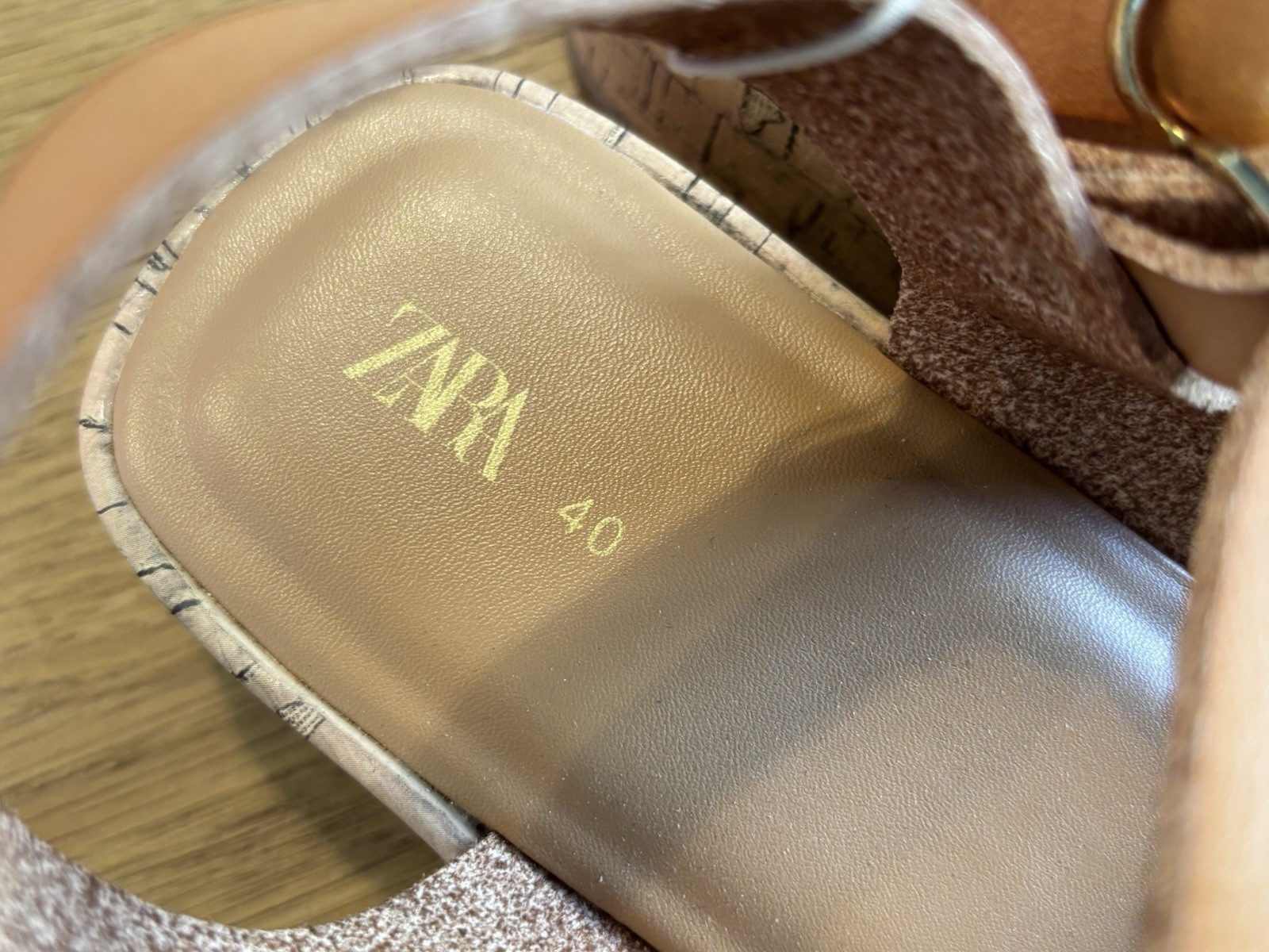 Zara Platform Sandals Strappy Leather Tan Size 40 EUR 7 US – NEW See Description