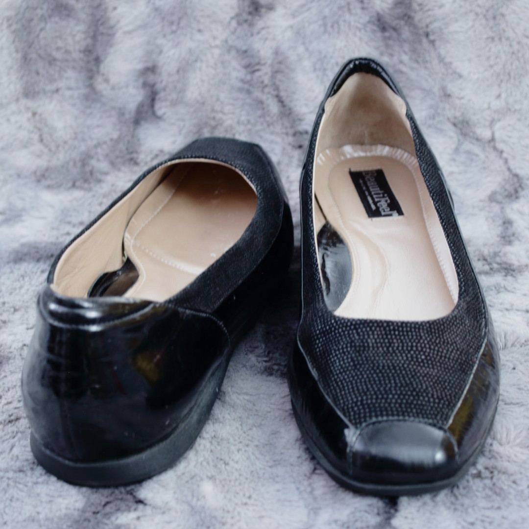 BEAUTIFEEL Black Leather Comfort Flats Women’s Shoes Size EU 41 / US 10, 10.5