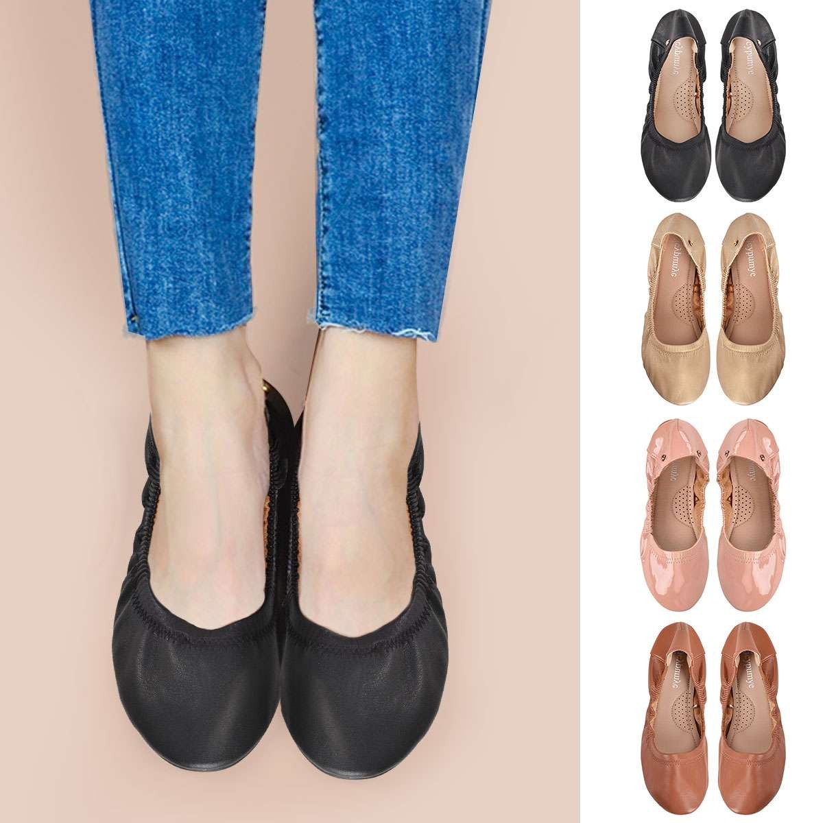 Women Ballet Flat Round Toe Slip On Comfortable Casual Travel Work Walking Shoes