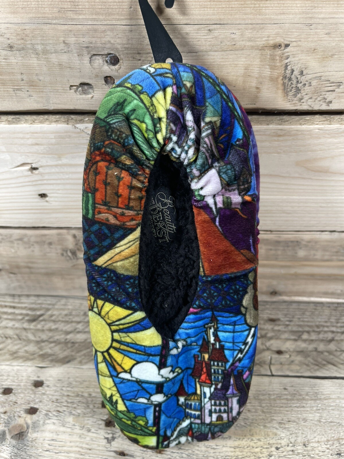 Beauty And The Beast Disney Slippers (M) Women Stained Glass Prince Fleece Socks