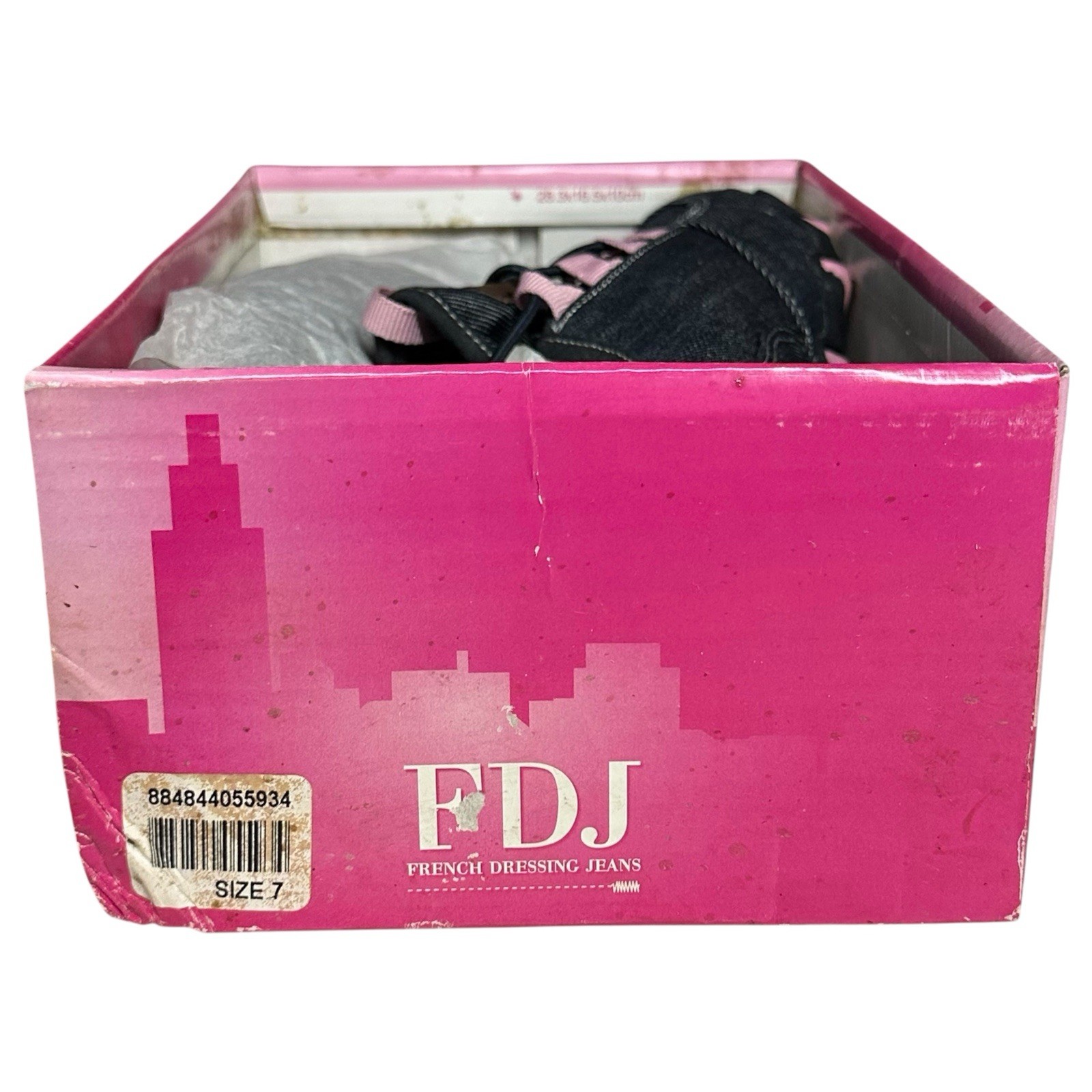 FDJ French Dressing Denim Sneakers Breast Cancer Awareness Jeweled Womens 7