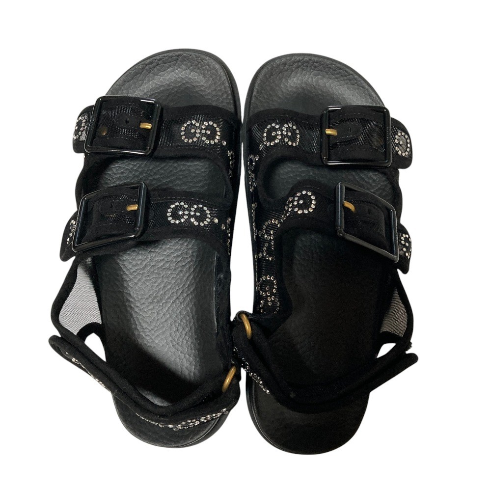 GUCCI GG Logo Crystal Platform Sandals 701158, Size 35 Black Women USED