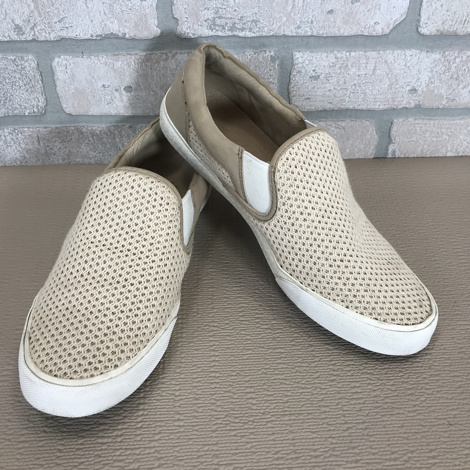 Lucky Brand Viah Slip On Sneakers Natural Combo Fisher Woven *See Pics & Descr*