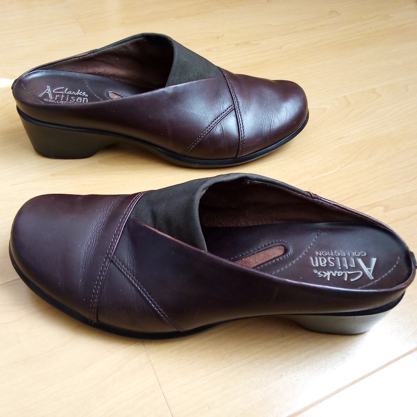 Clarks Artisan Tyler 5.5 Mule SlipOn Women Leather Brown Brazil Made Shoes 74574