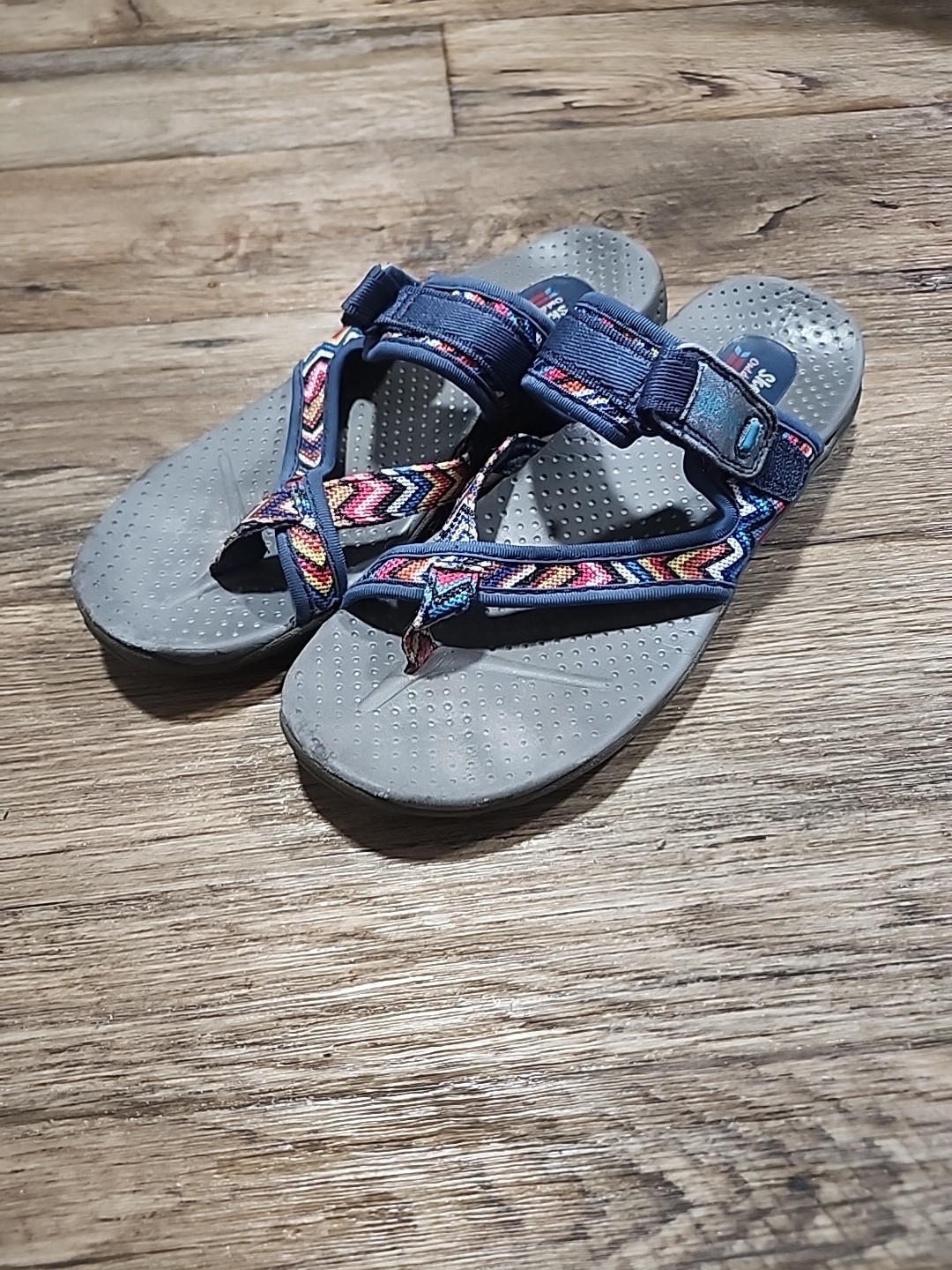 Skechers Outdoor Lifestyle Lot of 2 Beige Orange Blue Mesh Slide Sandals Women 8