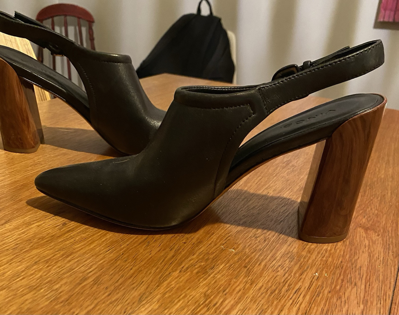 Vince Womens Pyra Black Leather Slingback Heels Shoes 7 Medium (B,M) BHFO 0644