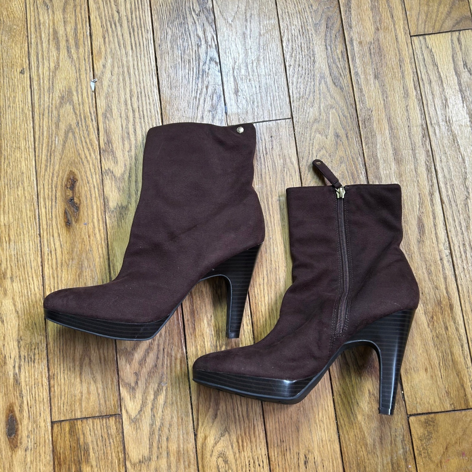 Isaac Mizrahi for Target Brown Faux Suede Platform Ankle Boots Brea Size 8.5