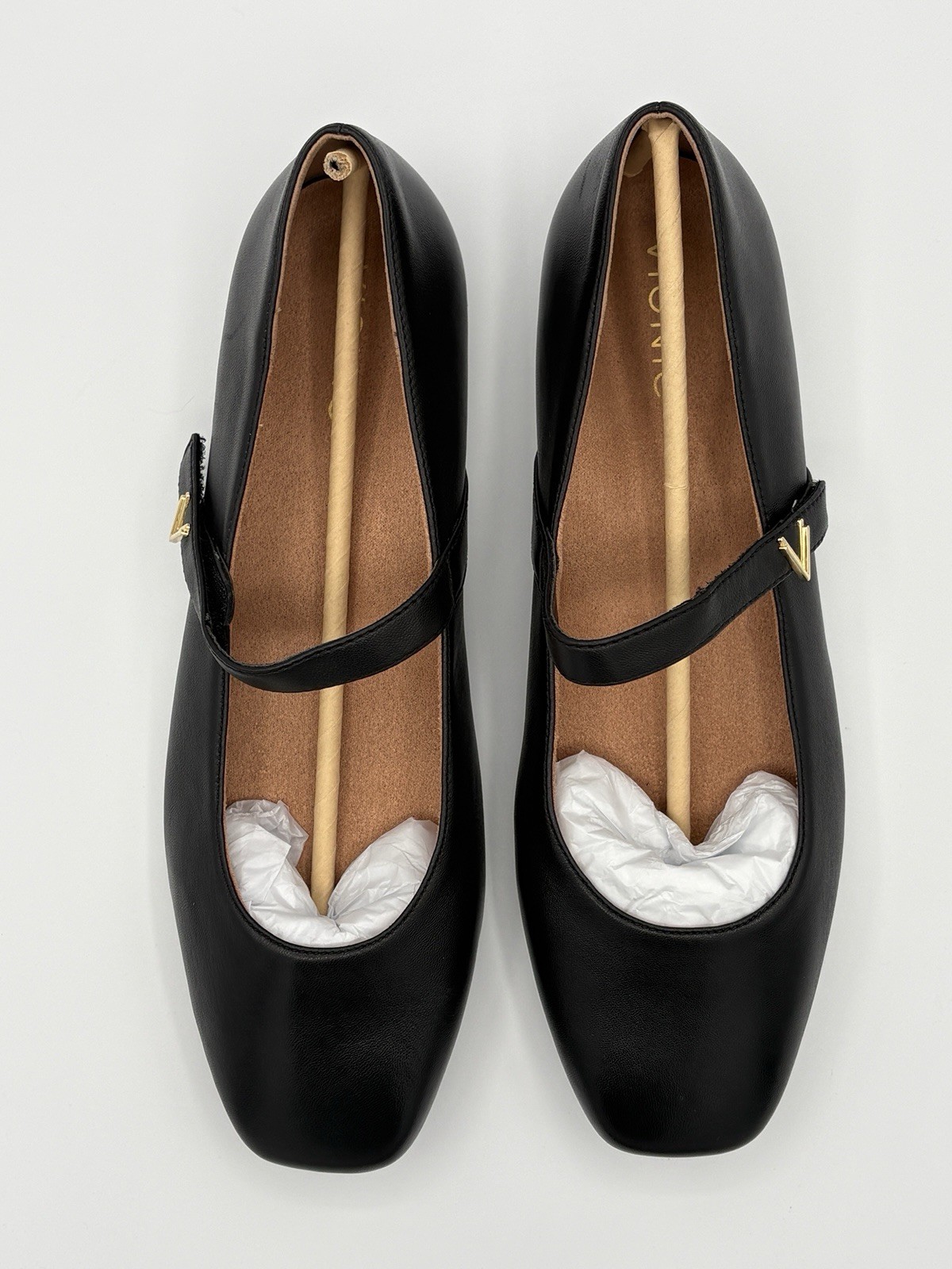 Vionic Alameda Mary Janes Womens Size 11M Black Leather Square Casual Toe Flats