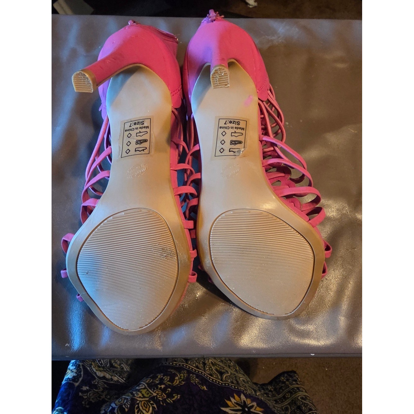 Fuchsia Strappy High Heel Sandals Women’s Sculpted Lace Up Stiletto Evening