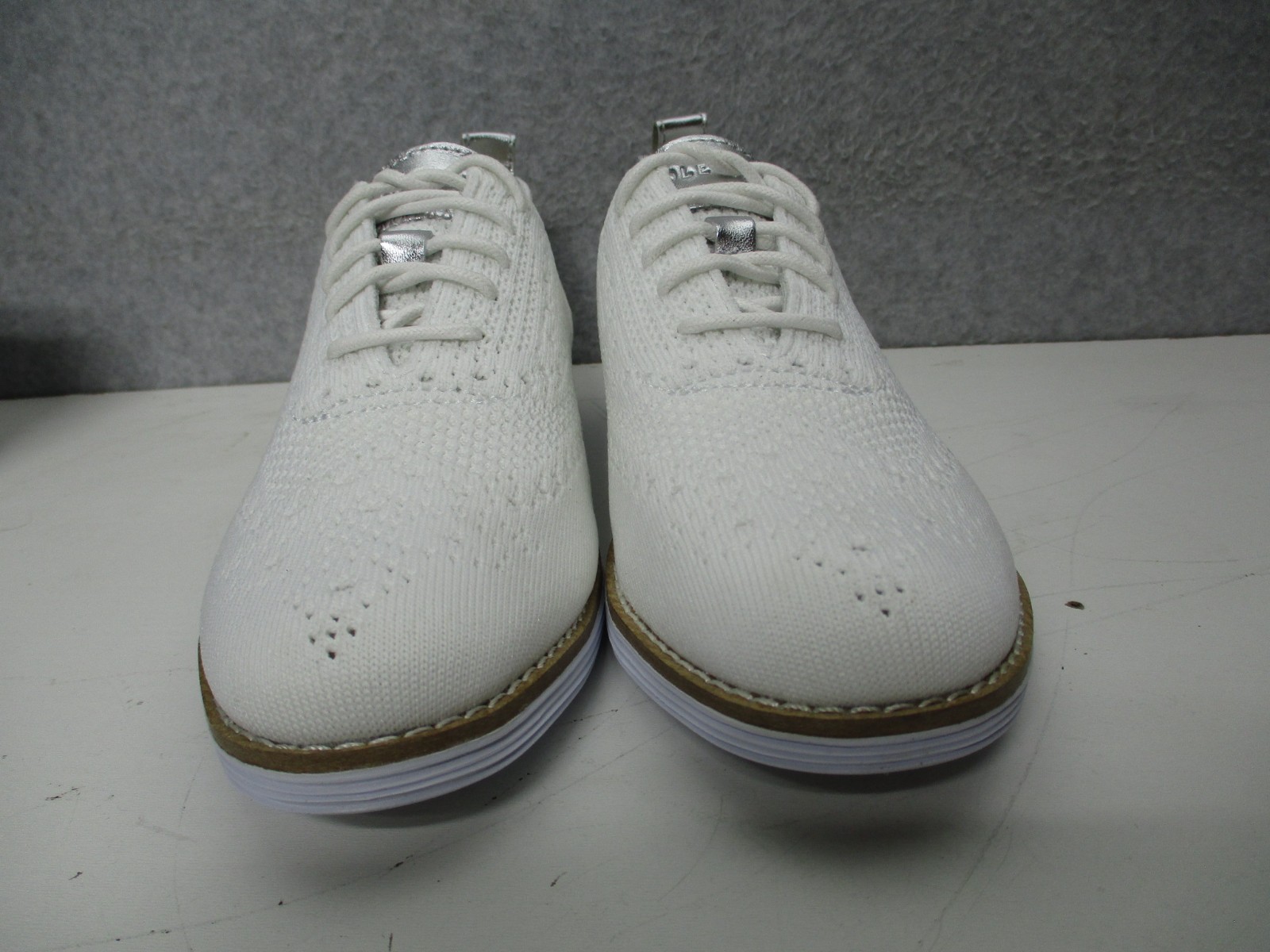Cole Haan Womens Sz 8 B White OG Grand Stitchlite Wingtip Oxford Knit Shoes