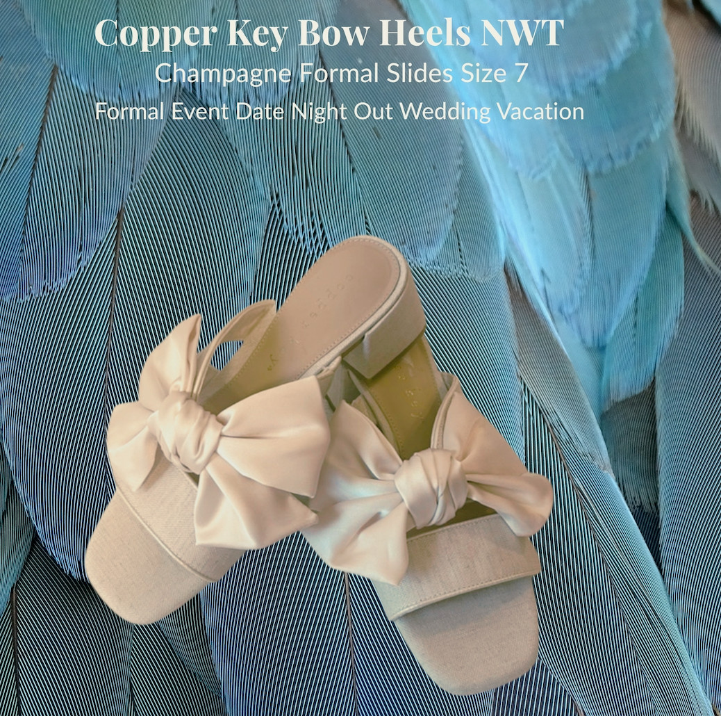 New with Tags Copper Key Women’s Champagne Bow Formal Slide Sandals