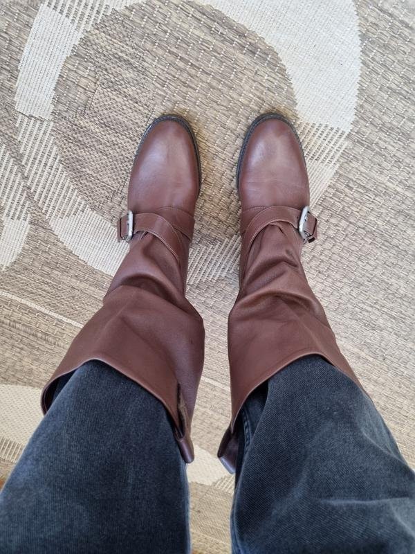 Women navy boot boots brown leather 36 #B9OM