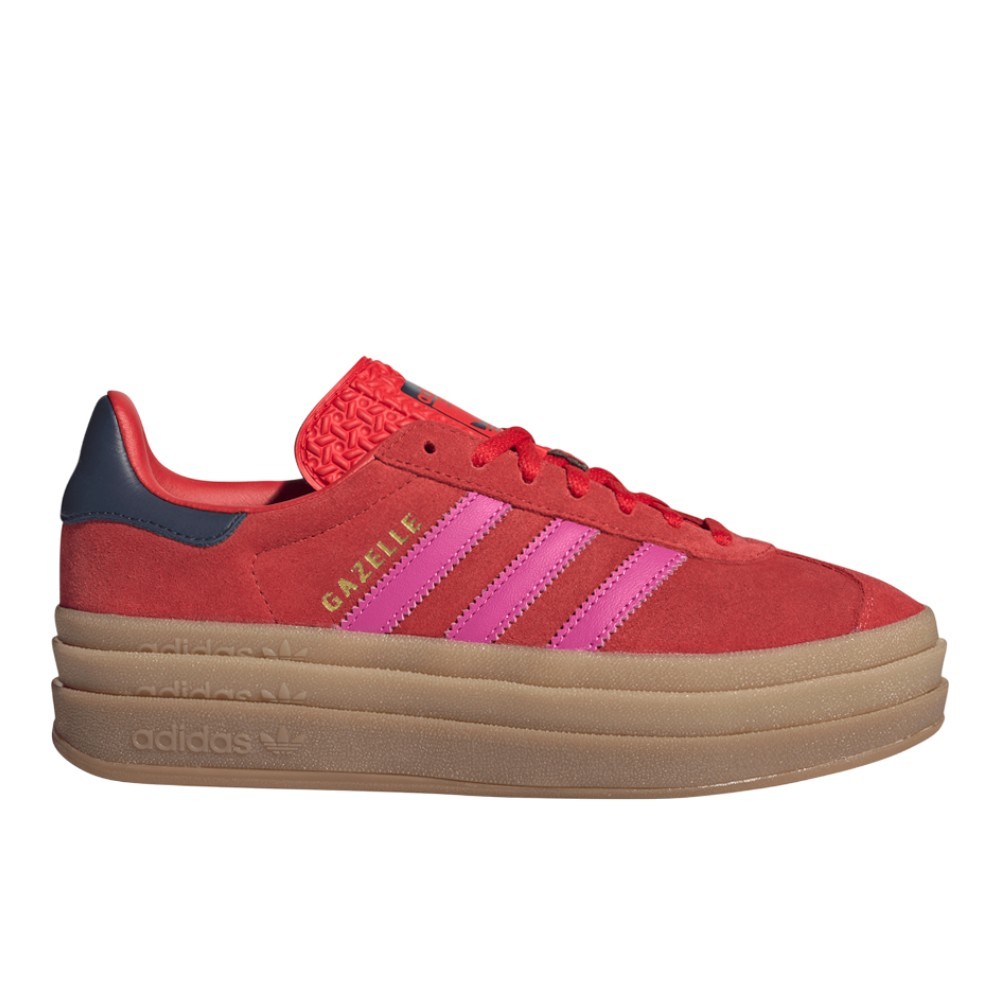 adidas Gazelle Bold Lace Up Womens Red Sneakers Casual Shoes JH9665