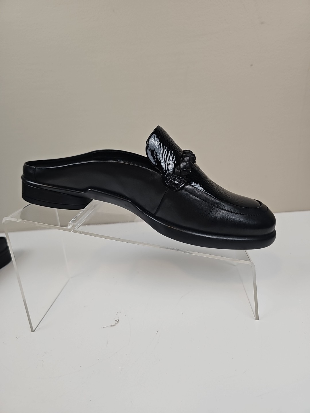 Ecco Sculpted Lx Women’s Black Leather Shiny Patent Mule Size 40 US 9-9.5 NEW