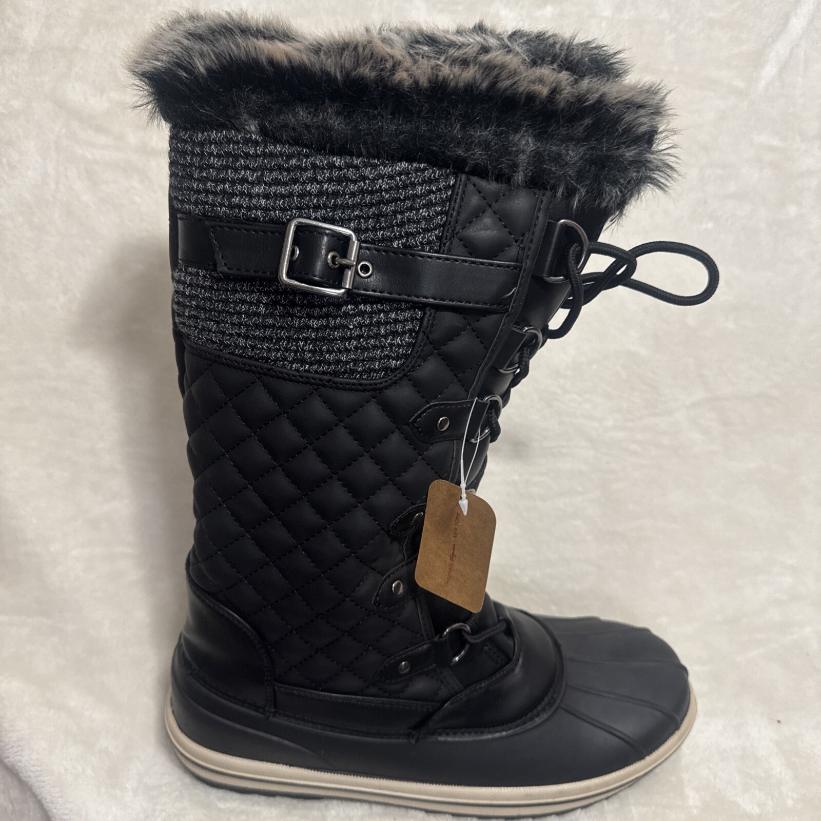 VEPOSE Lace Up Women’s Boots Sz 11 Waterproof Snow Fur Style-CJY975 15”