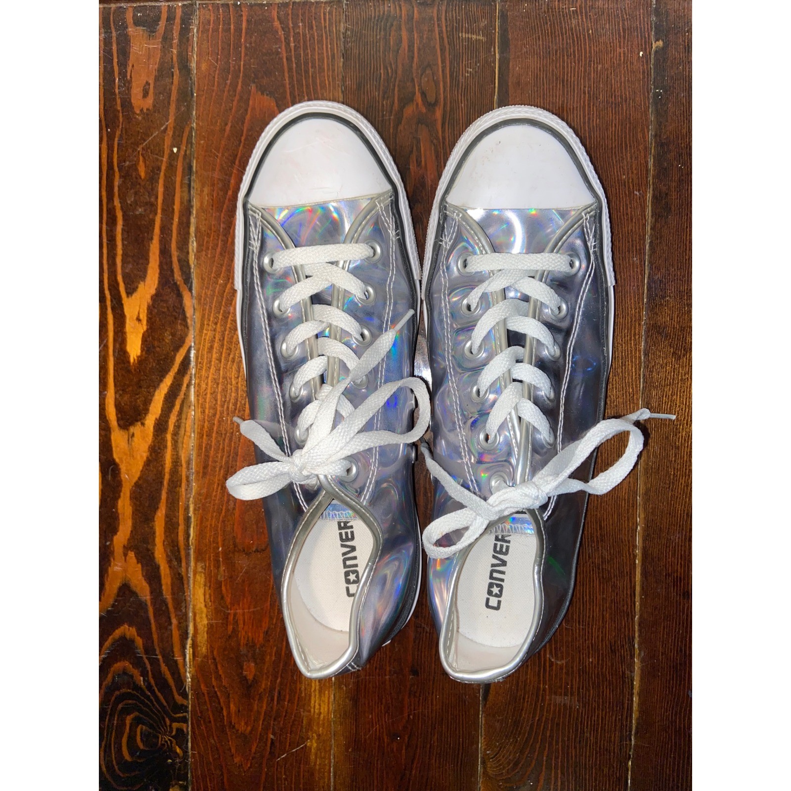 Converse Chuck Taylor All Star Ox Holographic Silver Low Top Sneakers M7 W9 EUC