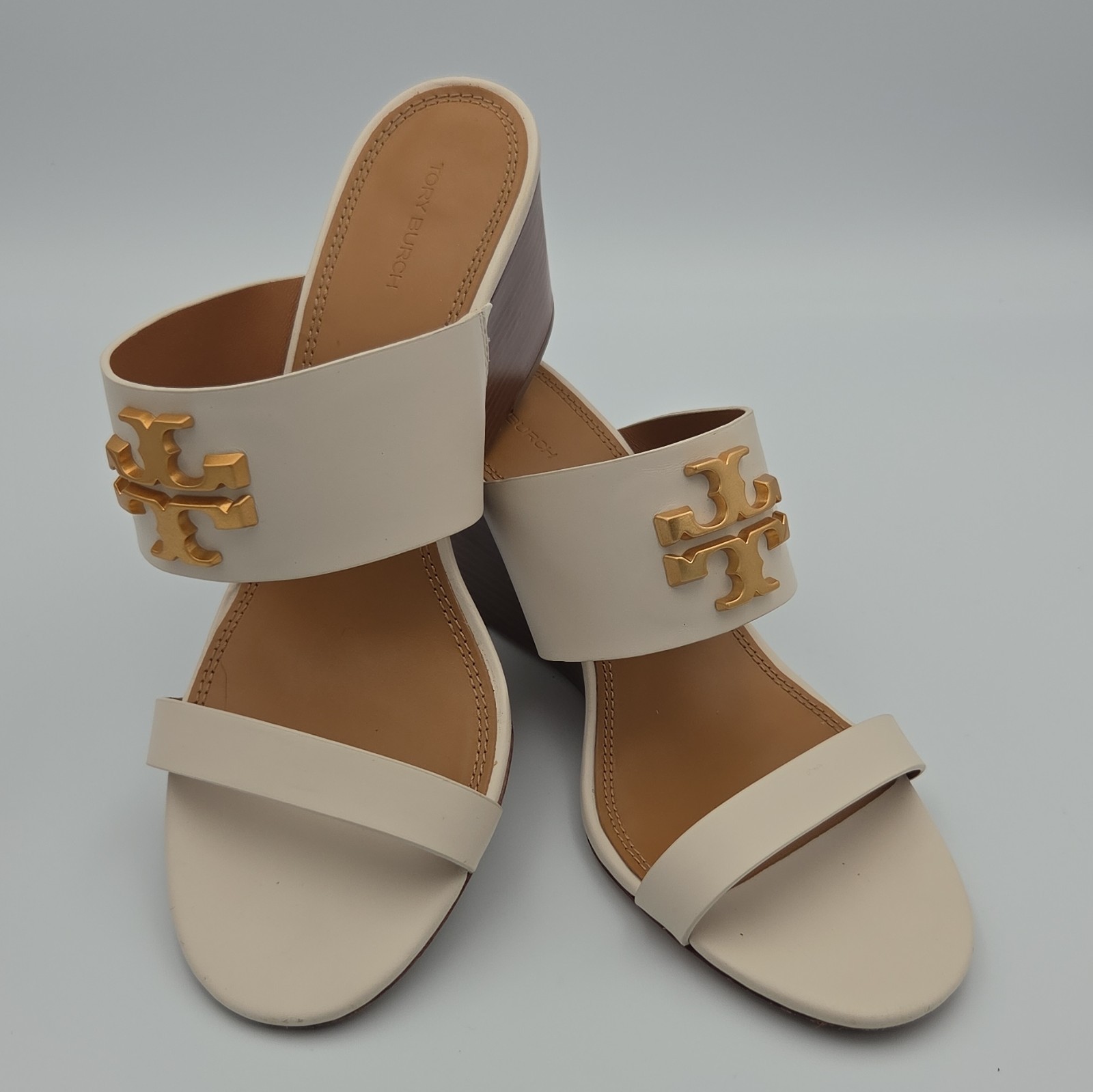 Tory Burch Ivory Leather Everly Wedge Comfort Women’s Size 11 M