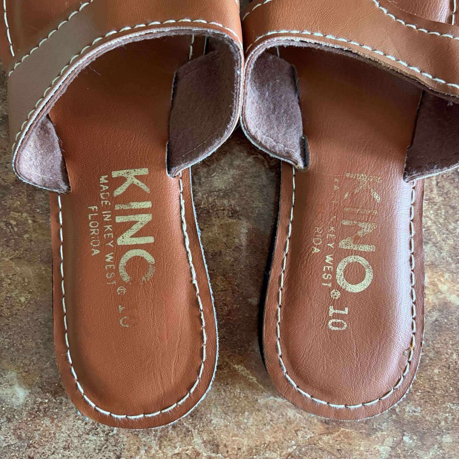 KINO Key West Women’s Lily Brown Leather Sandals Thong Flip Flops Size 10