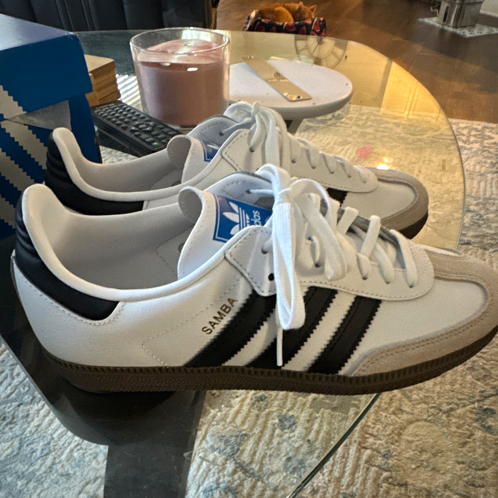 adidas Samba Women’s Low Top Leather Sneakers White/Black/Gray Rubber Sole