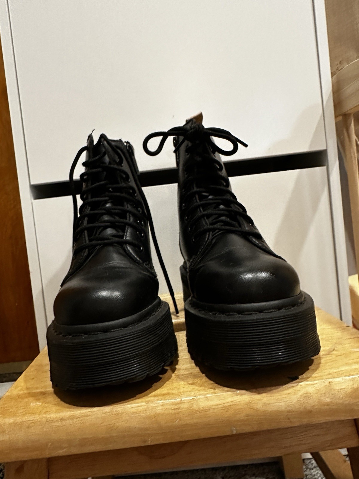 Dr Martens Jadon II Mono Womens Vegan Platform Combat Boots Size 6 Black