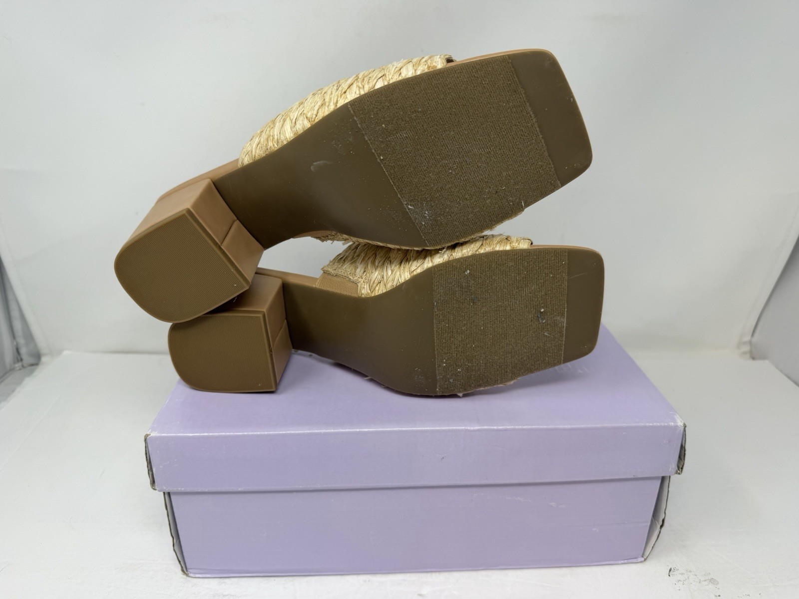 Madden Girl Women’s TAZ | Natural Raffia 2.75” Block Heel Sandal | Size 7.5