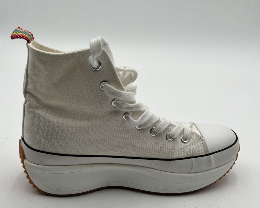 Madden Girl White High-Top Platform Sneakers With Rainbow Pull Tab Size 8