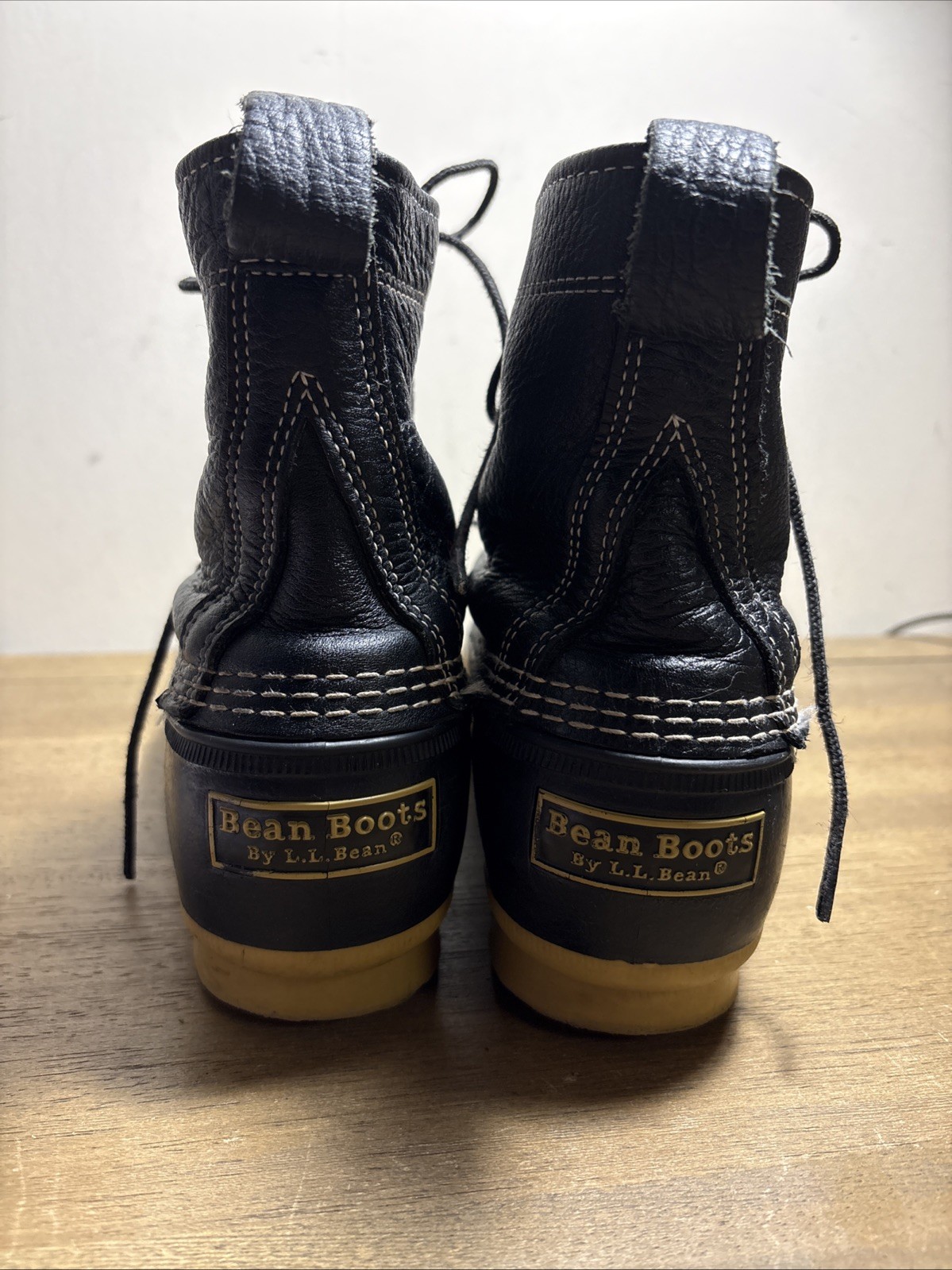 LL Bean Leather Duck Boots Waterproof Snow Rain Black W9 Made In USA 212880