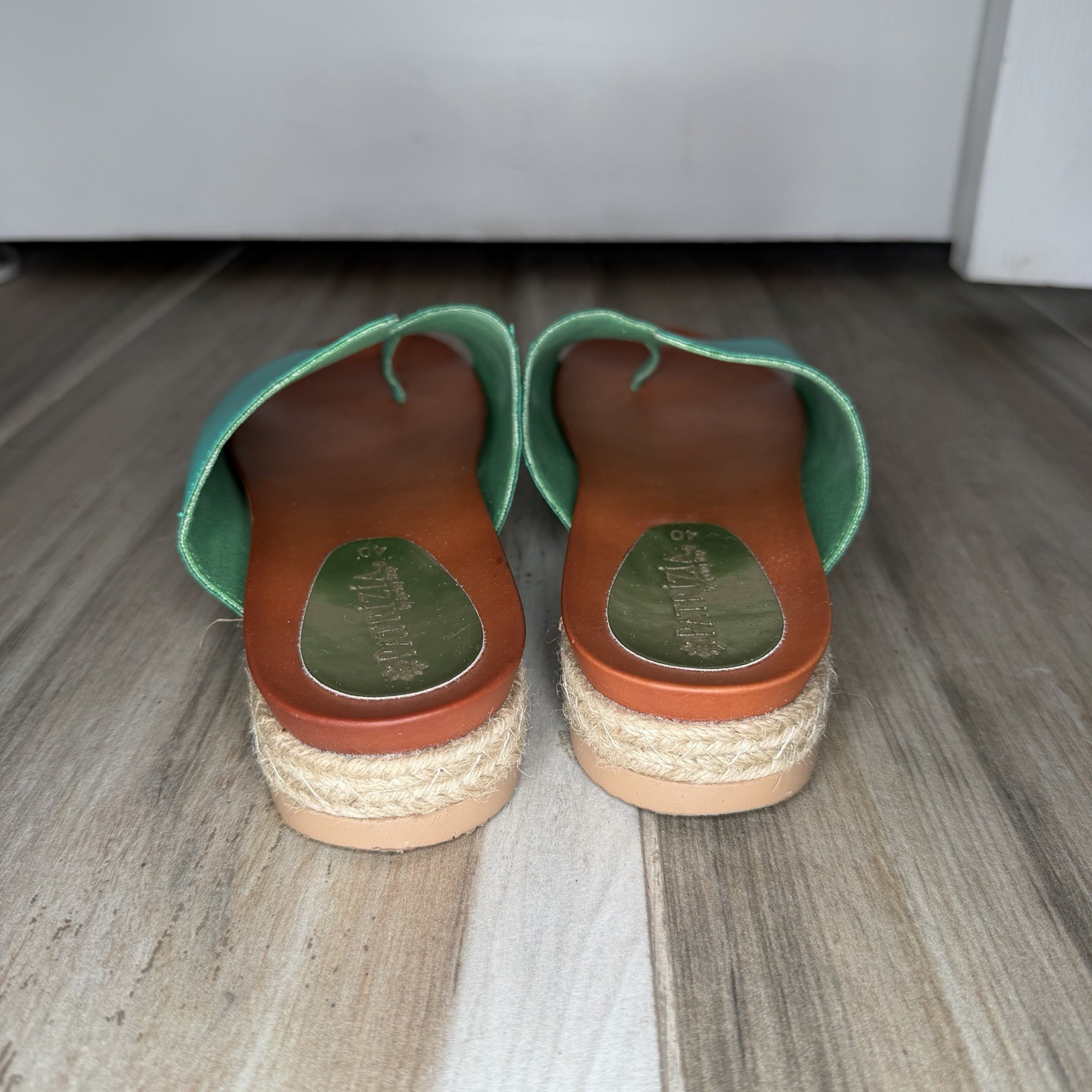 Patrizia by Spring Step Toe Loop Slide Sandals Teal Brown Women Sz US 9 / EU 40