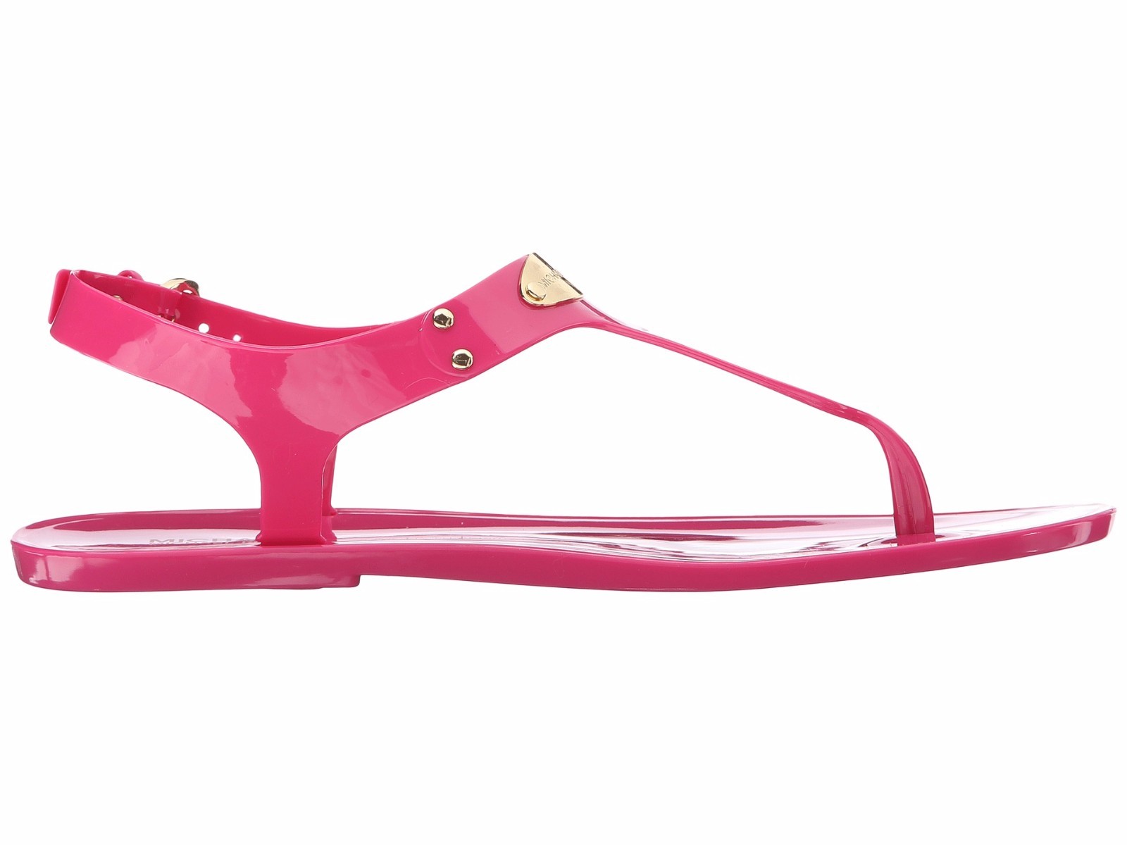 MICHAEL KORS MK PLATE JELLY RASPBERRY PINK PVC WOMENS THONG LOGO SHOES MULTISIZE