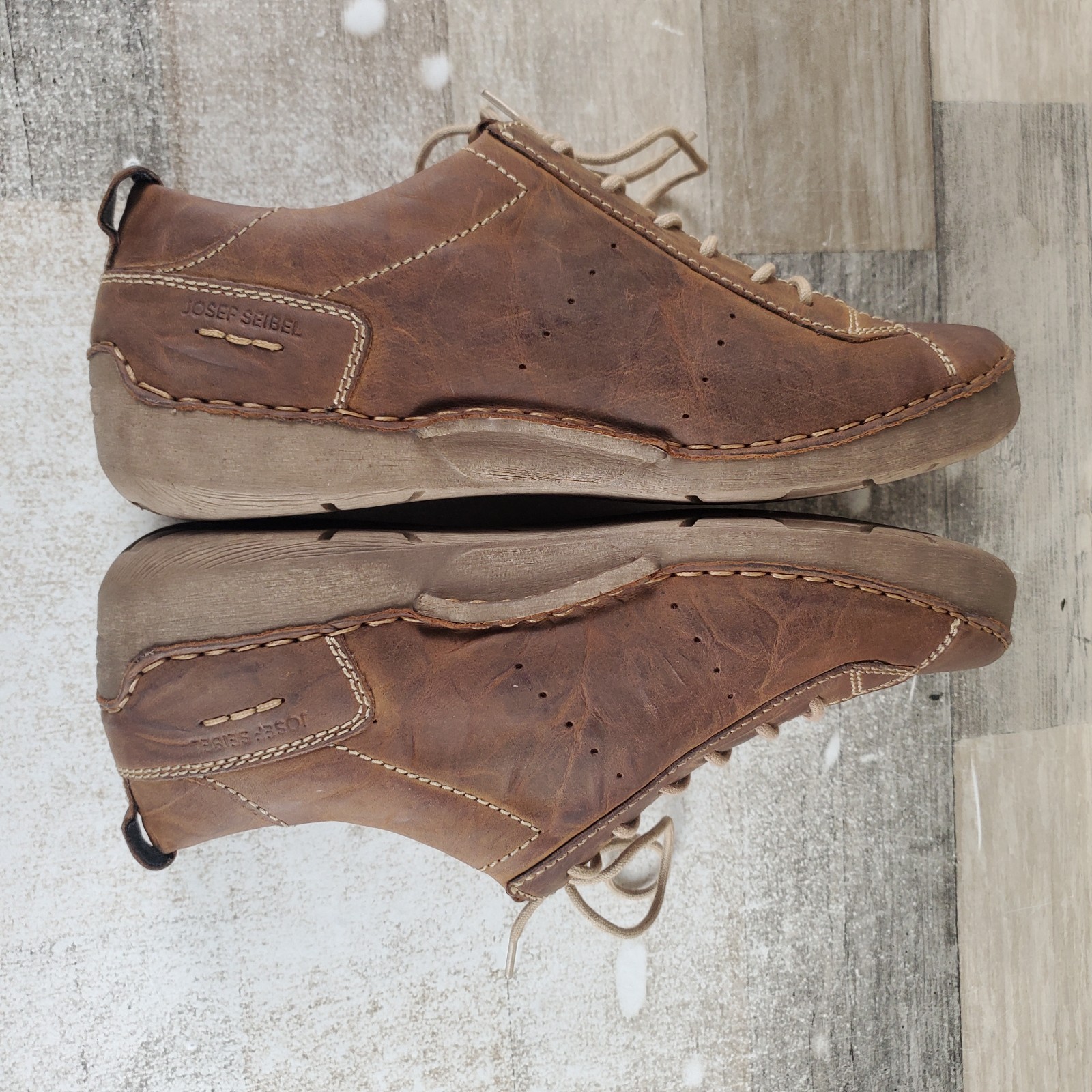 Josef Seibel Fergey 56 Womens Shoes Sz 9.5 Brandy Leather Lace Up Round Toe