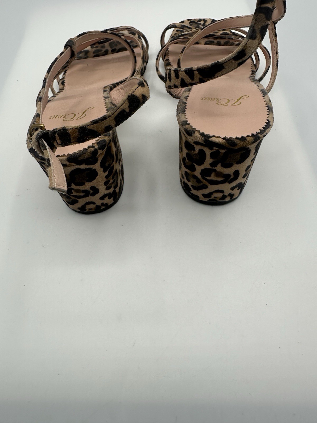 J. Crew Odette Block Heel Sandal Leopard Print Strappy Women Size 8.5