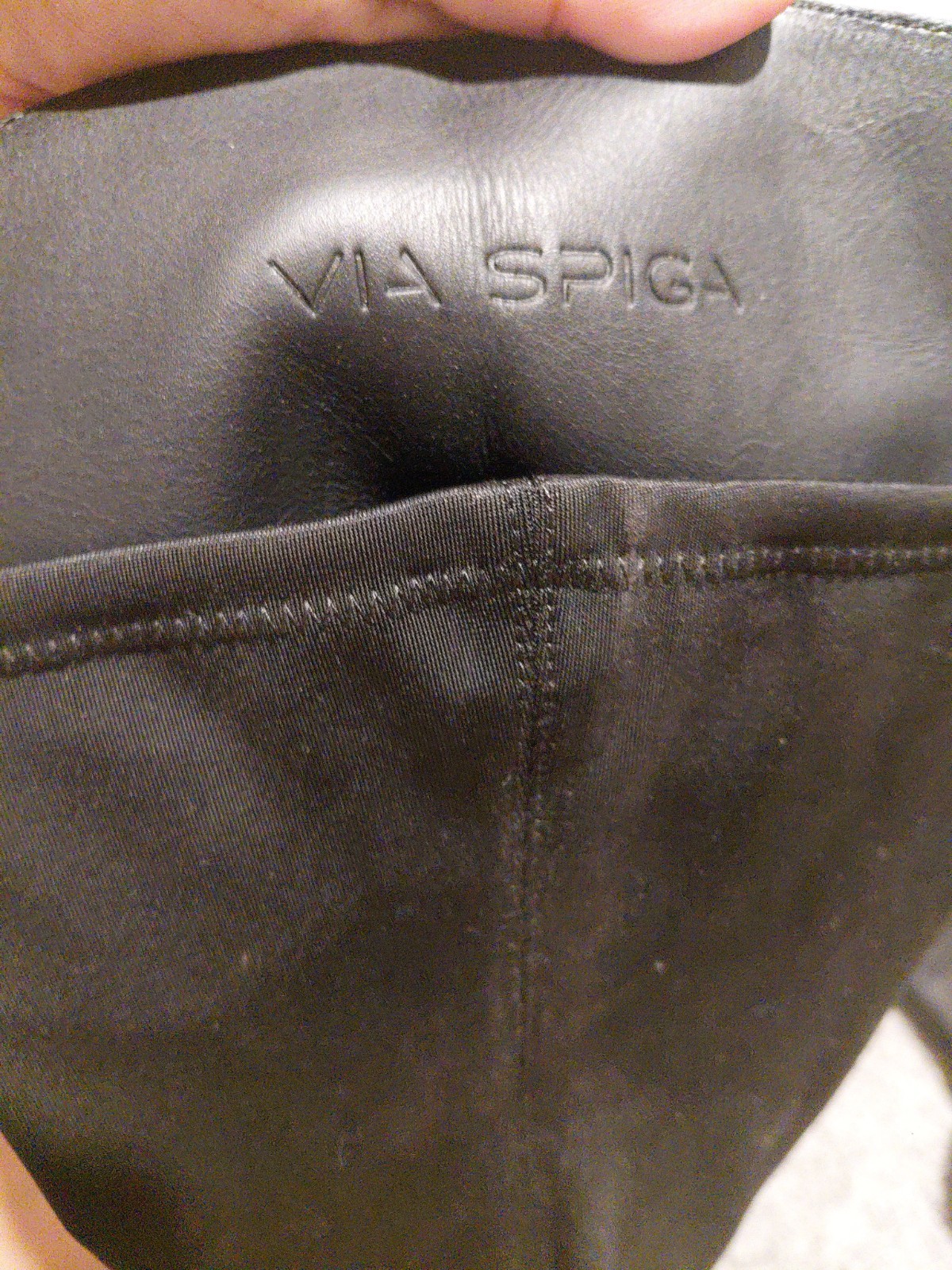 Via Spiga Black Genuine Leather Knee High Boots US Size 6.5 EUR 36.5 Pull On Zip