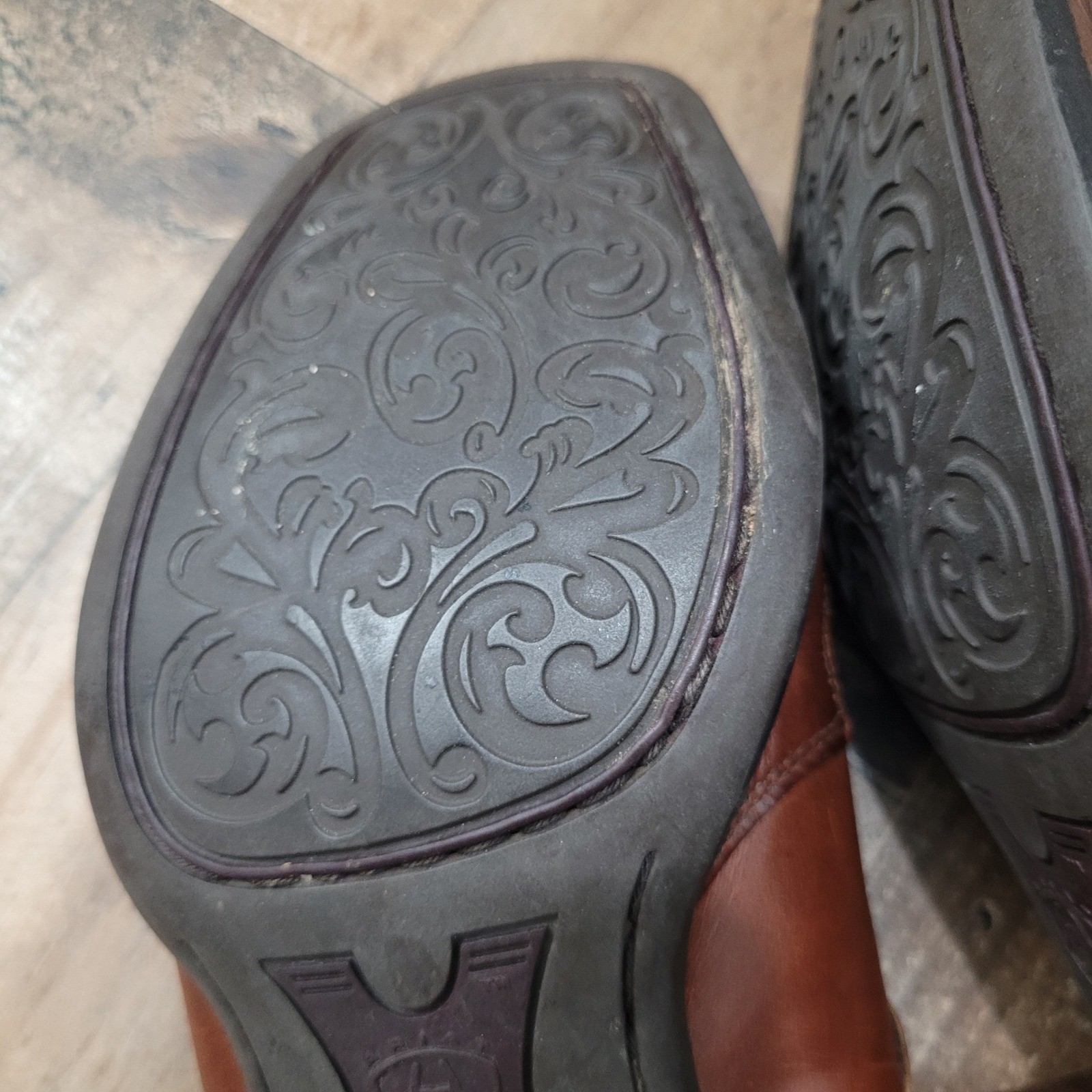 Ariat ATS Womens 6.5B Brown Leather Western Mule Slip On Clog Shoes