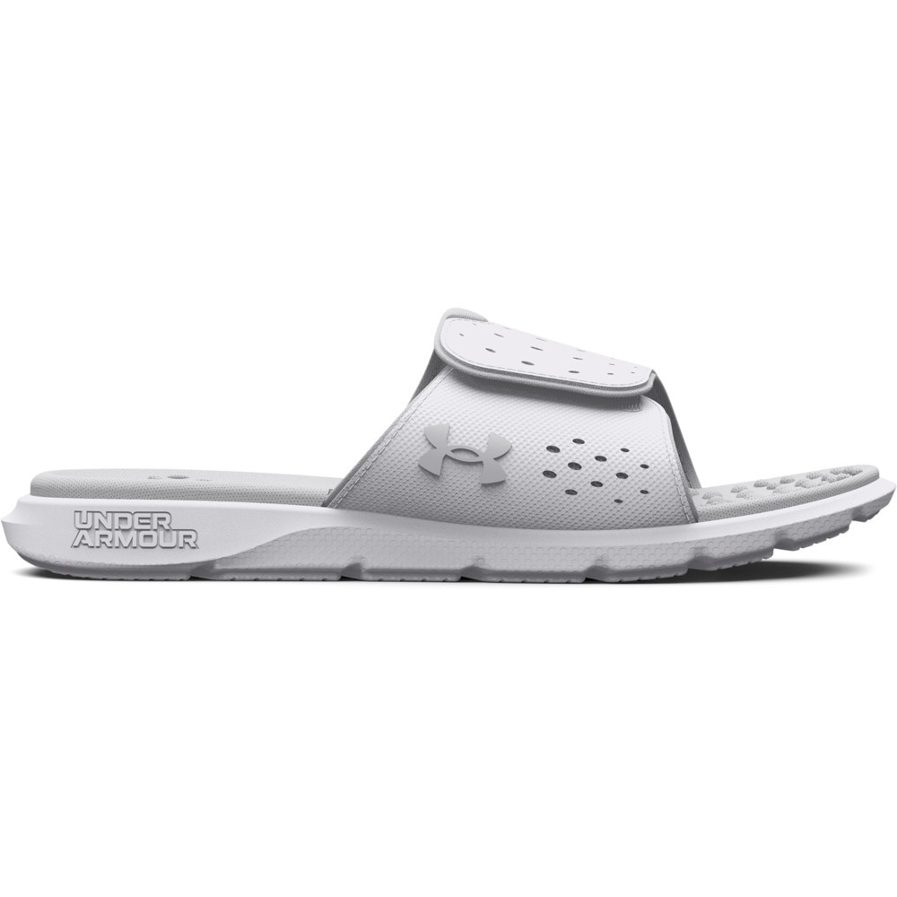 Under Armour 3026027 Women’s UA Ignite Pro Slides, White/Halo Gray, Size 10
