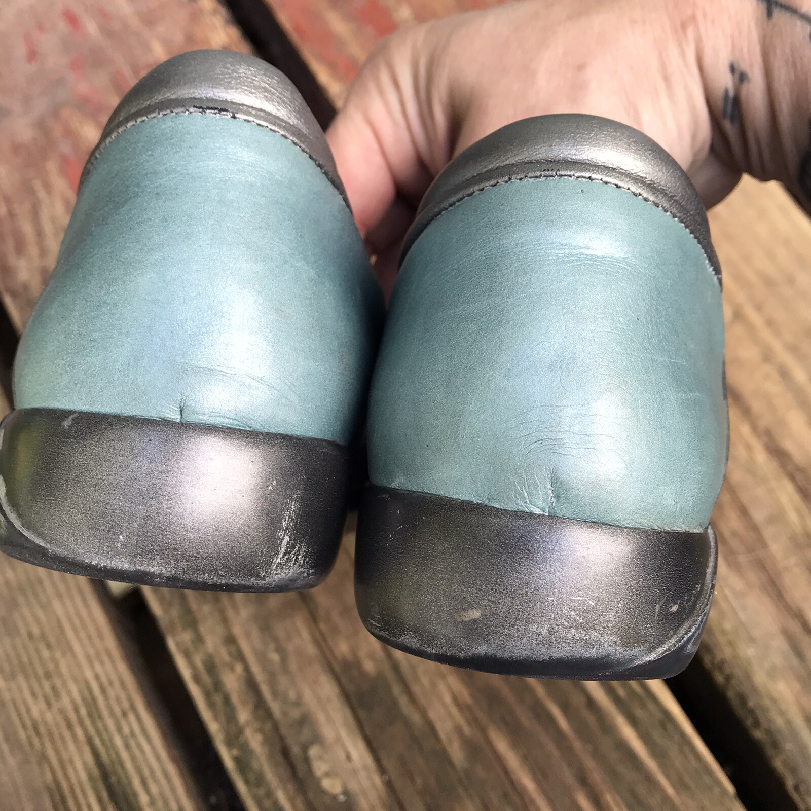 NAOT Architect Leather Ballet Ballerina Flat Shoe Turquoise Silver 37 US 6 Fairy