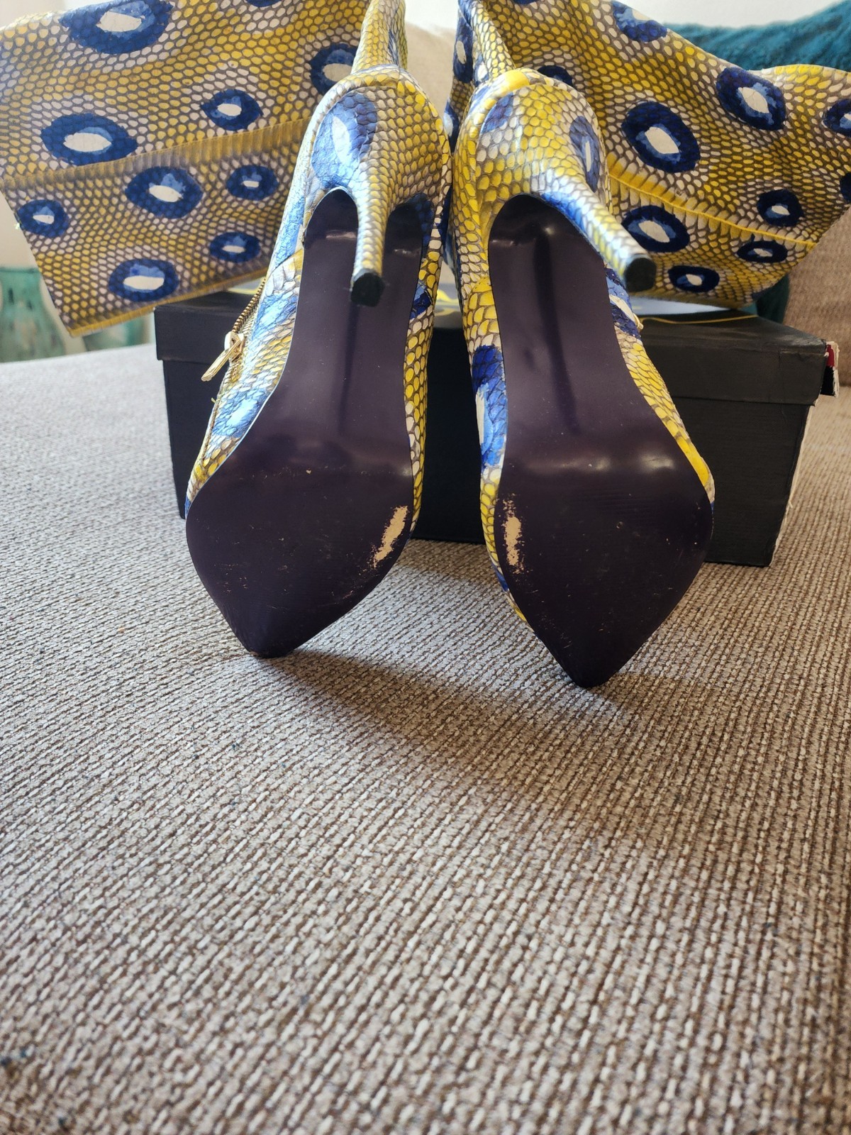 London Trash Lorelei Painted Snakeskin Boots Size 10