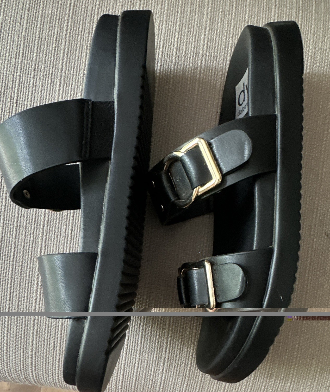 Dolce Vita Women’s Black Slide Sandals Buckle Adjustable Straps US 7 Lightweight