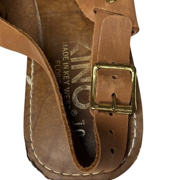Kino Leather Sandals Womens Brown Adjustable Open Tow Slingback Handmade Size 10