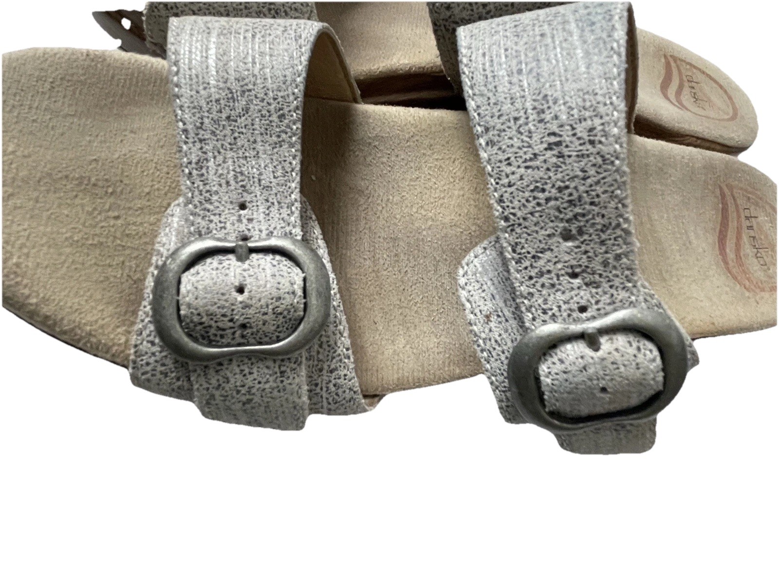 Dansko Shoes Womens Size 39/8.5 Sophie Sandals Slide Buckle Lt Gray Leather