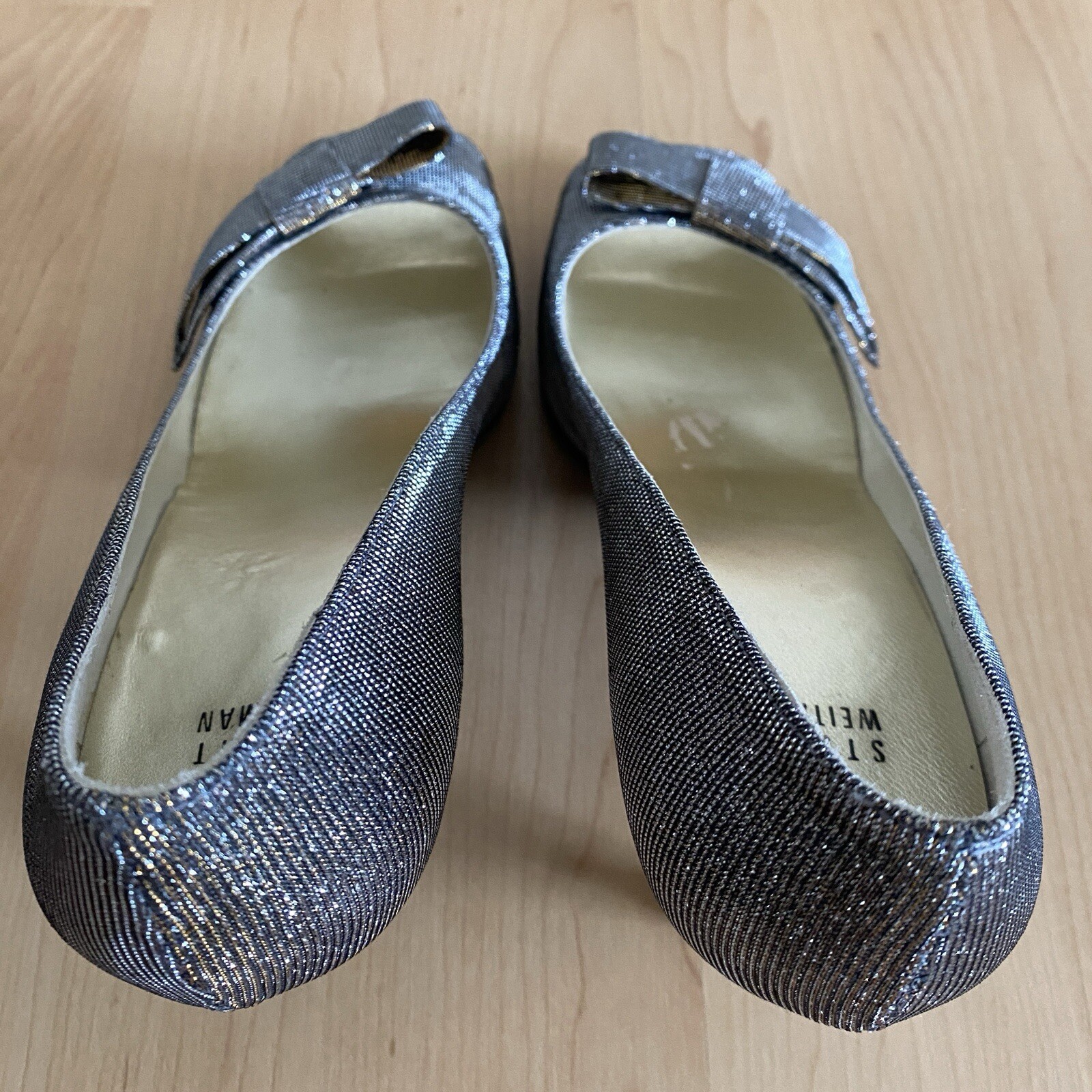Stuart Weitzman Bowover Pyrite Nocturn Shimmery Peep Toe Heels Pumps, Size 9