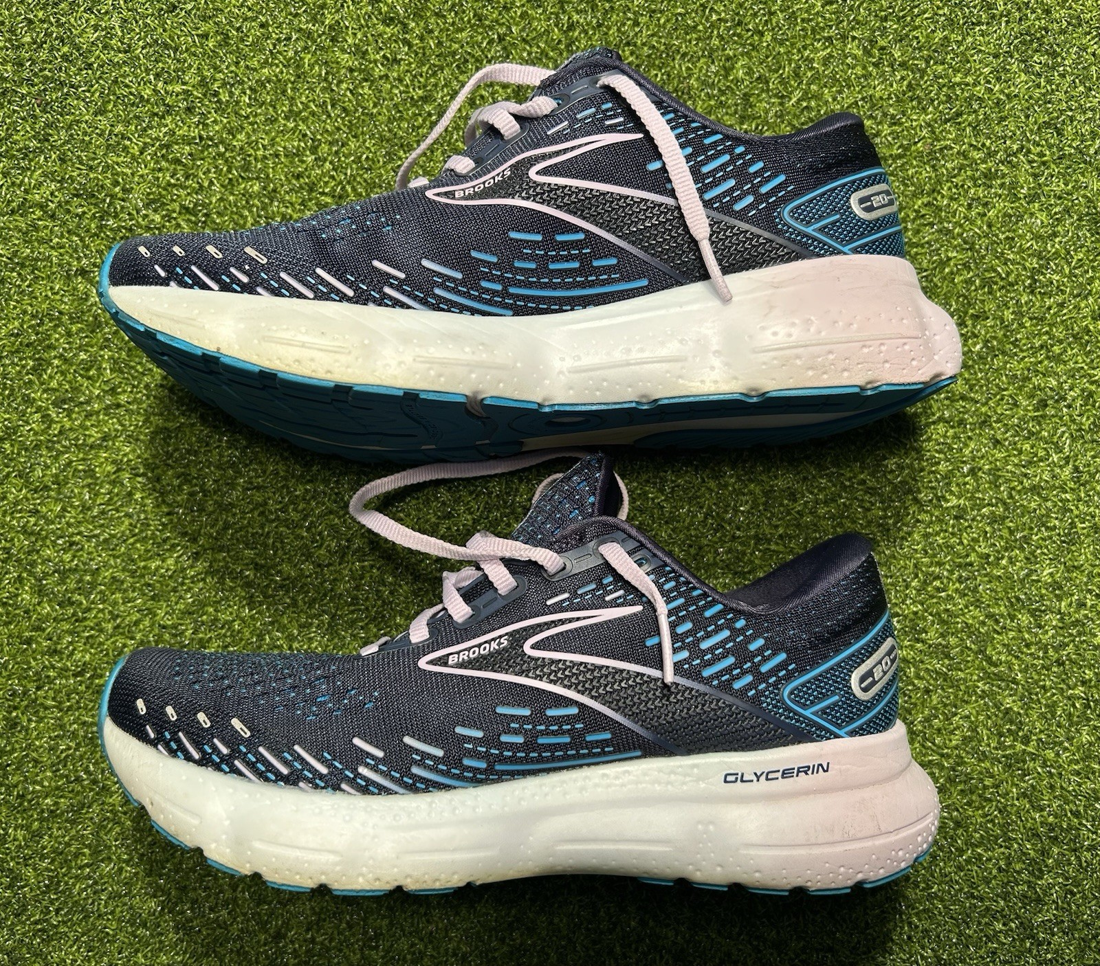 Brooks Womens Glycerin 20 Navy Peacoat Lilac Running Shoes Size 8 Cur Rex Insole