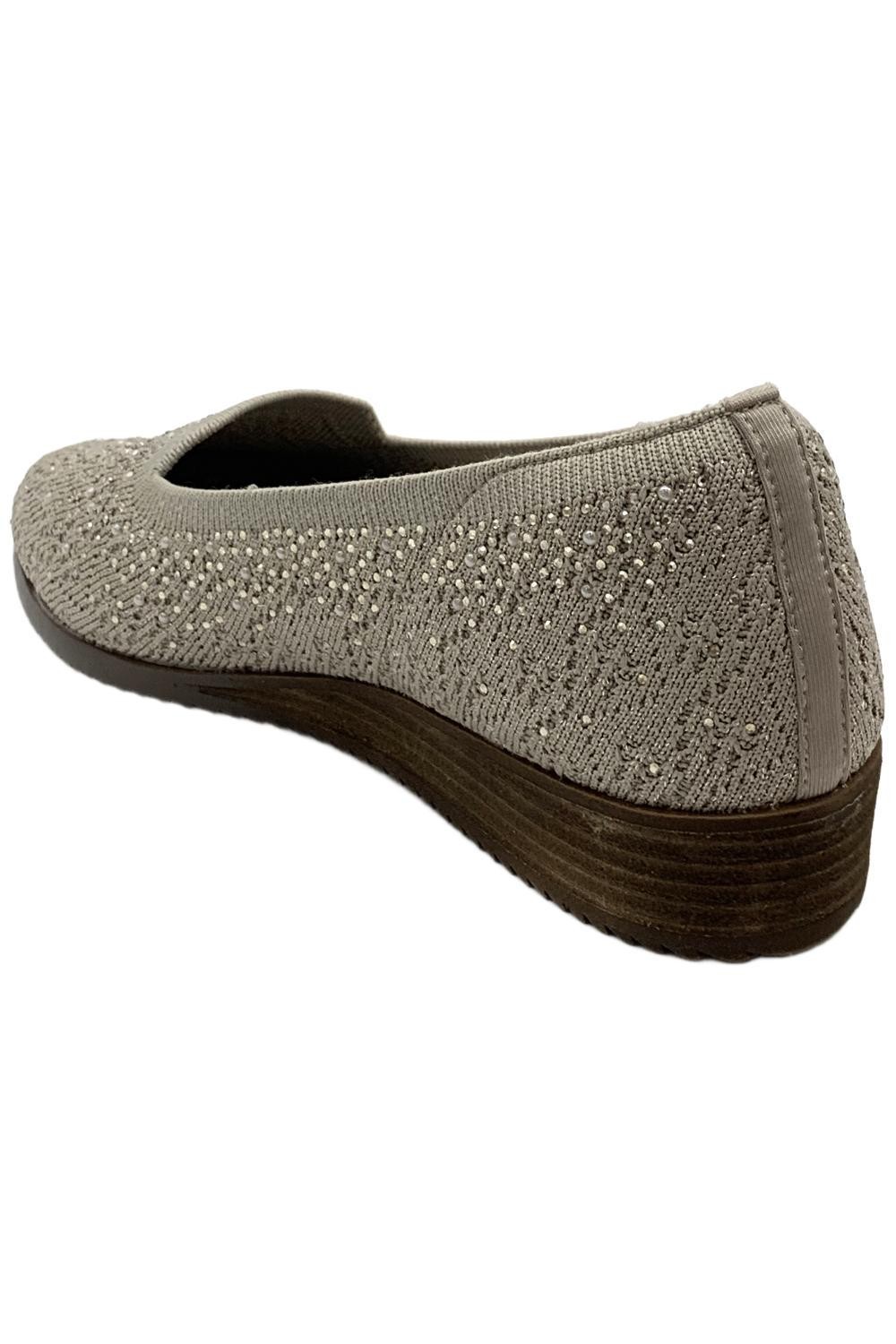 Skechers Women’s Cleo Sawdust Sparkle Knit Skimmers Twinkle Taupe