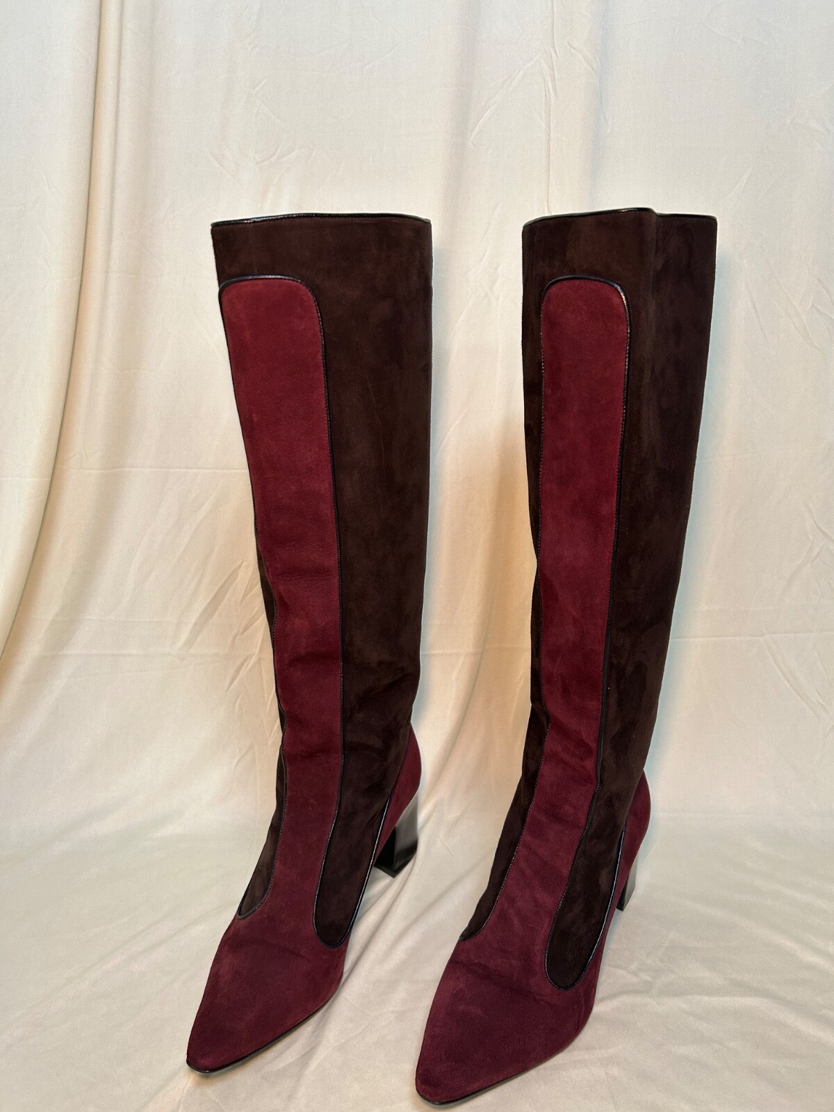 FABRIZIO VITI Vintage Suede Red and Brown Boots sz 38 1/2 (Size 7 1/2 – 8 US)