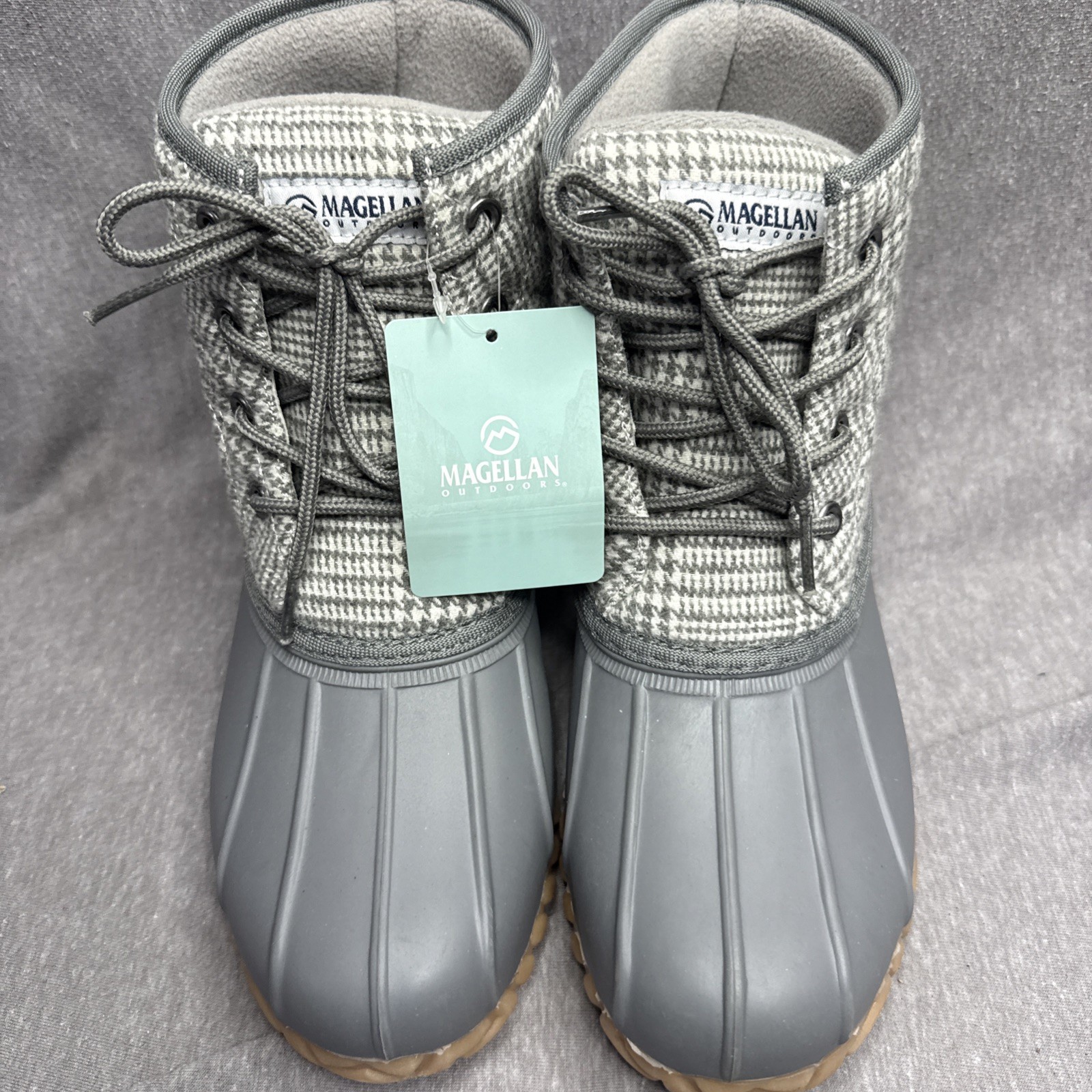 Magellan Outdoors Women’s Duck Boots Size 9 Gray Houndstooth Waterproof NWT