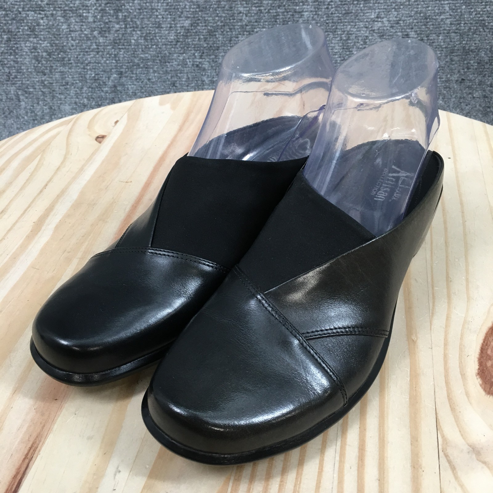 Clarks Artisan Tyler Mule Clog Womens 7.5M Black Leather Comfort Wedge NEW