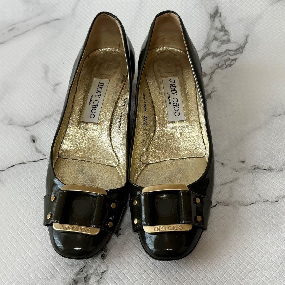 Good Condition Jimmy Choo Patent Leather Pumps Smoke 37.5 with Box