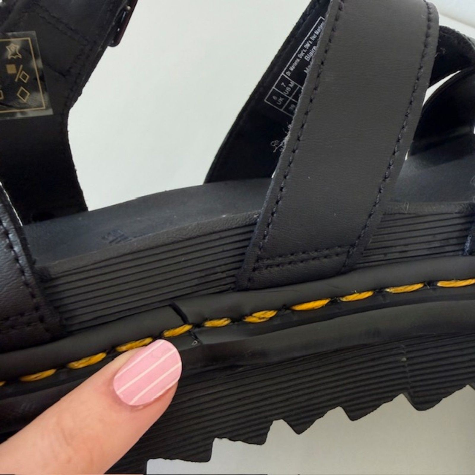 Dr. Martens Blaire Athena Leather Strap Sandals in Black Size 8 Women’s