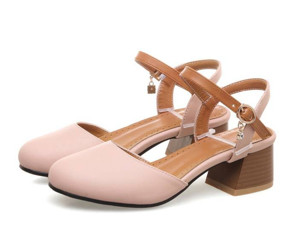 Women’s Round Toe Mary Janes Sandals Slingbacks Block Heels Buckle Strap Shoes