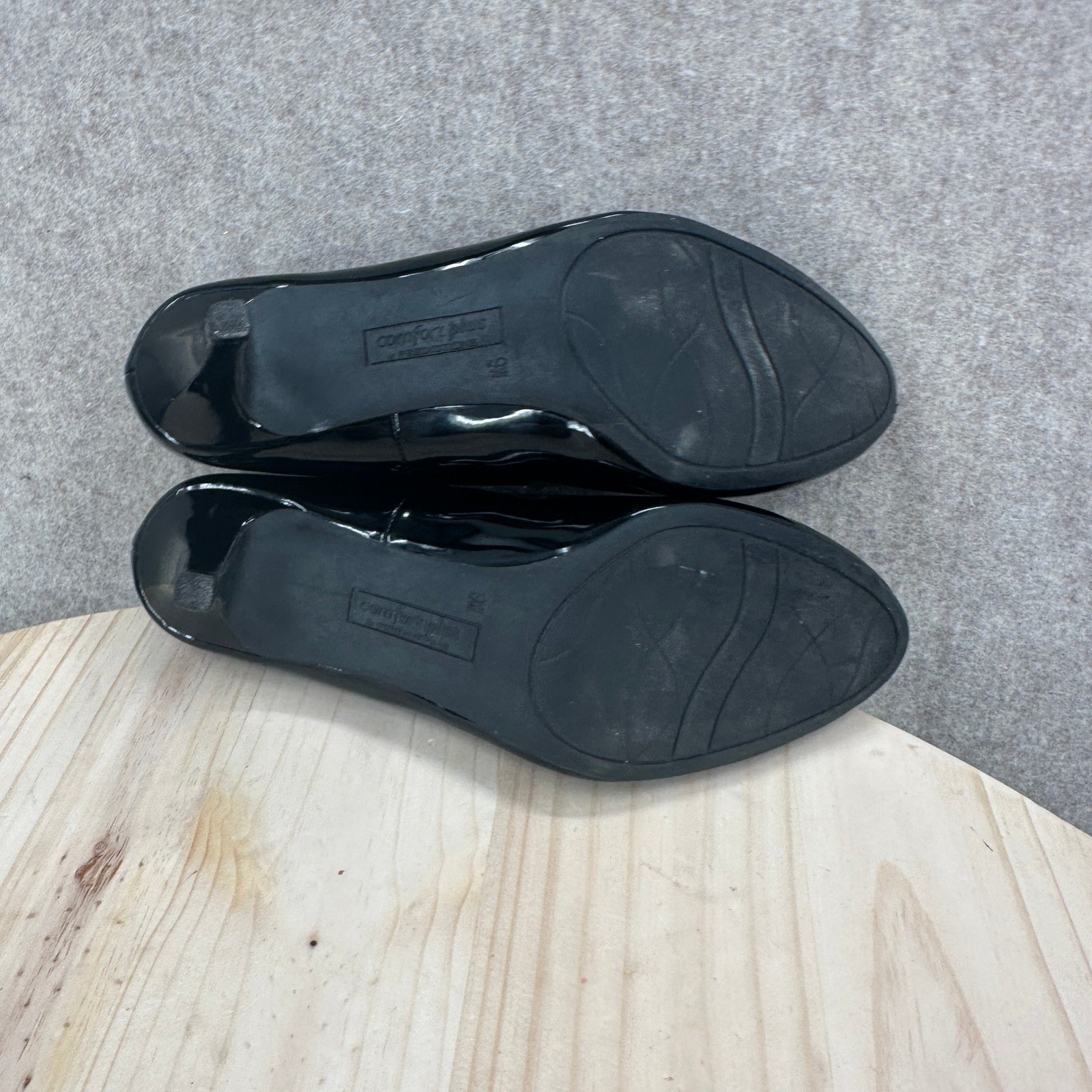 Comfort Plus Predictions Pumps Womens 9W Black Patent Round Toe Heels
